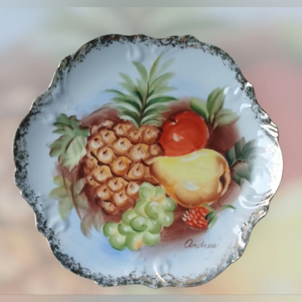 Andrea Fruit Print Plate with Scalloped Accents